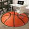 3D Basketball Flannel Round Rug HighDefinition Sporty Orange Black Decor For Living Room Bedroom 2