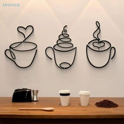 metal black coffee cup wall art – high-definition modern silhouette for kitchen, cafe, & coffee bar decor