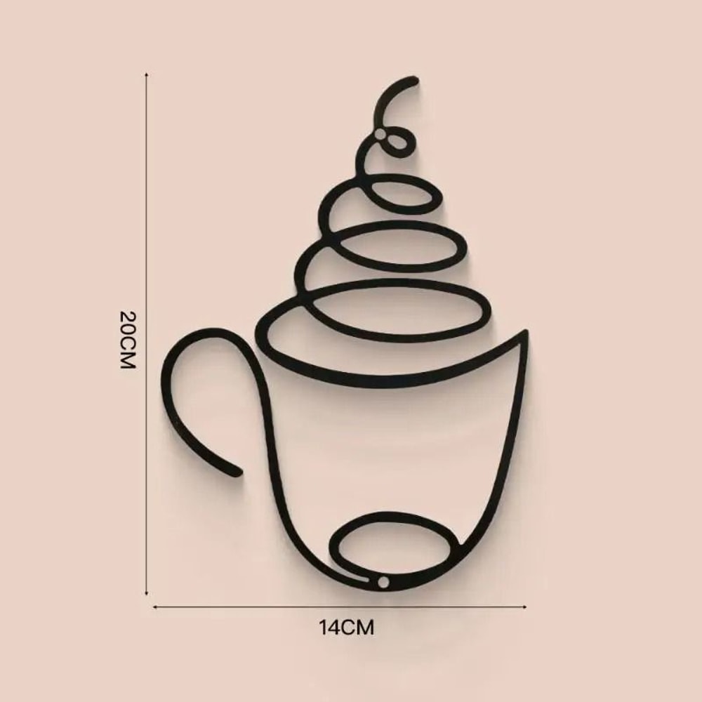 Metal Black Coffee Cup Wall Art HighDefinition Modern Silhouette For Kitchen Cafe Coffee Bar Deco 8