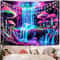 Cyberpunk Neon Forest Waterfall Psychedelic Wall Tapestry 1