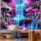 Cyberpunk Neon Forest Waterfall Psychedelic Wall Tapestry 2