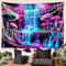 Cyberpunk Neon Forest Waterfall Psychedelic Wall Tapestry 3