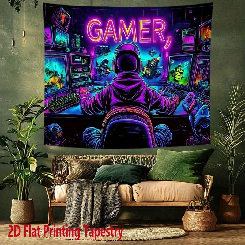 Cyberpunk Neon GAMER Fluorescent Wall Tapestry 3