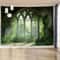 Enchanted Gothic Window Lush Garden Tapestry 1