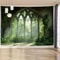 Enchanted Gothic Window Lush Garden Tapestry 1