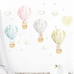 whimsical watercolor hot air balloon animal wall decals