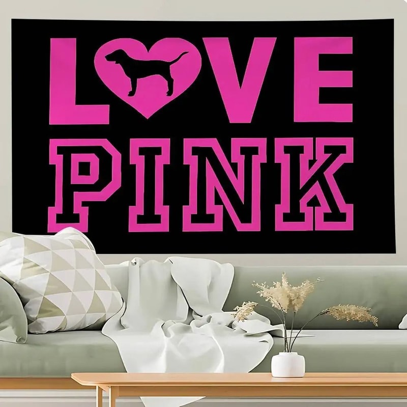 Chic LOVE PINK Aesthetic Wall Tapestry 4