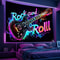 Neon Electric Guitar Rock Theme Tapestry 1
