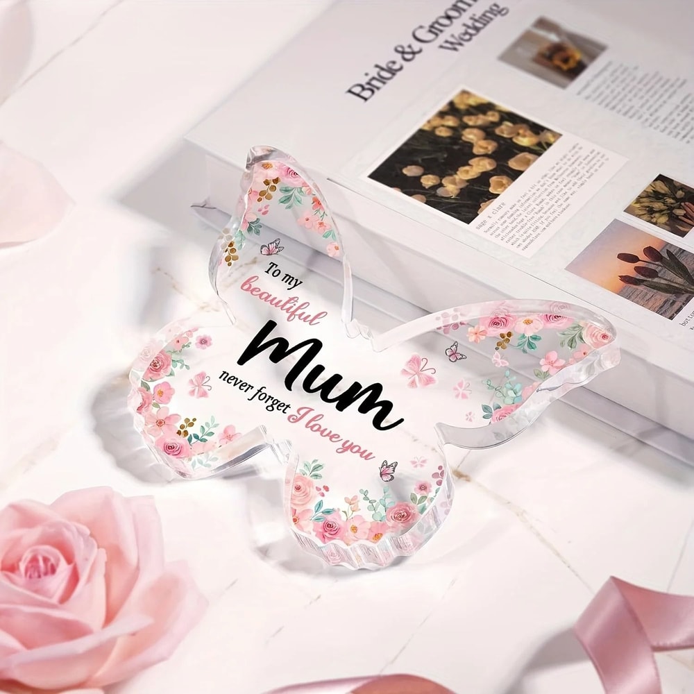 Beautiful ButterflyShaped Acrylic Plaque For Mum 3
