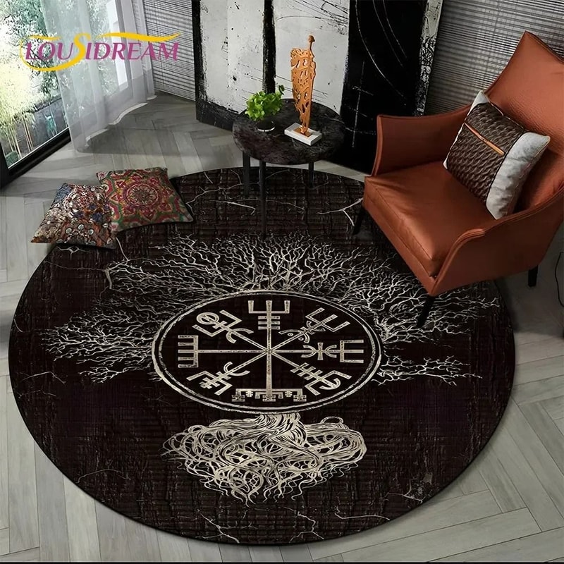 Viking Yggdrasil Valknut Round Area Rug 0