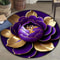 Purple Gold Peony Artistic Round Rug 2