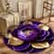 Purple Gold Peony Artistic Round Rug 6