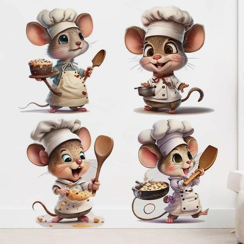 Creative Cute Chef Mouse SelfAdhesive Wall Sticker 0