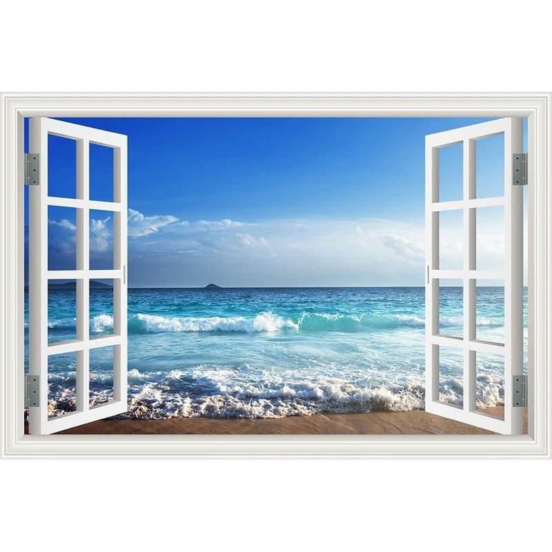 3D Ocean View Window To Paradise Wall Sticker 9