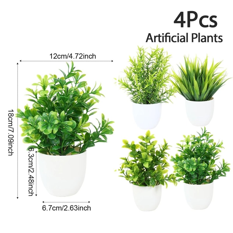 4Piece Artificial Miniature Potted Plant Set 9