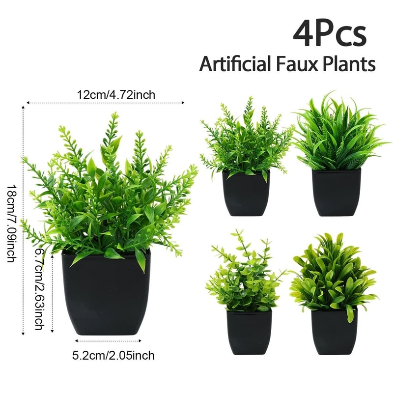4Piece Artificial Miniature Potted Plant Set 10