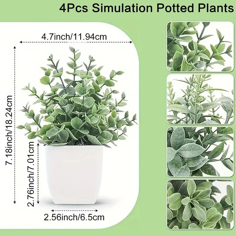 4Piece Artificial Miniature Potted Plant Set 11