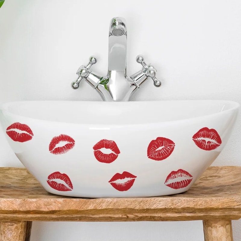 Personality Red Lip Print Wall Decals 2