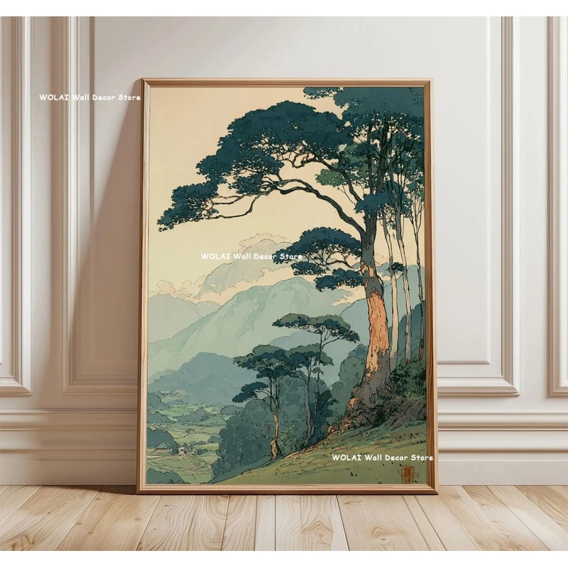 Retro Japanese Forest Koi Zen Canvas Art 7