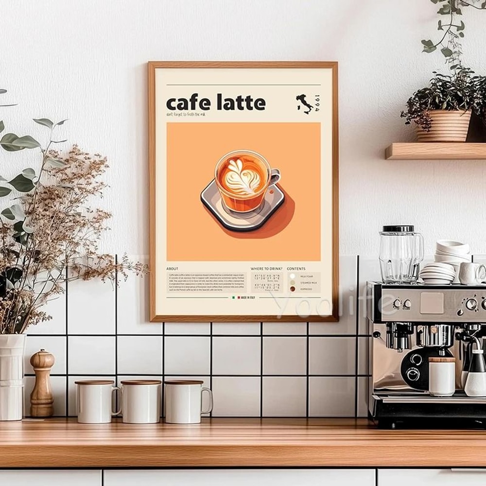 Coffee Culture Series Modern Espresso Latte Canvas Art 2