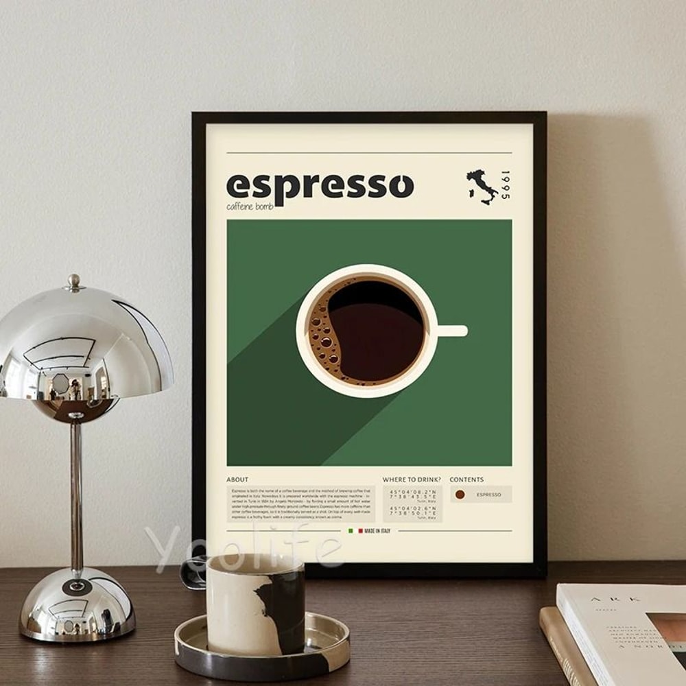 Coffee Culture Series Modern Espresso Latte Canvas Art 5