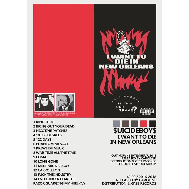 Suicideboy Album Poster HighDefinition Vintage Rap Canvas Wall Art 17