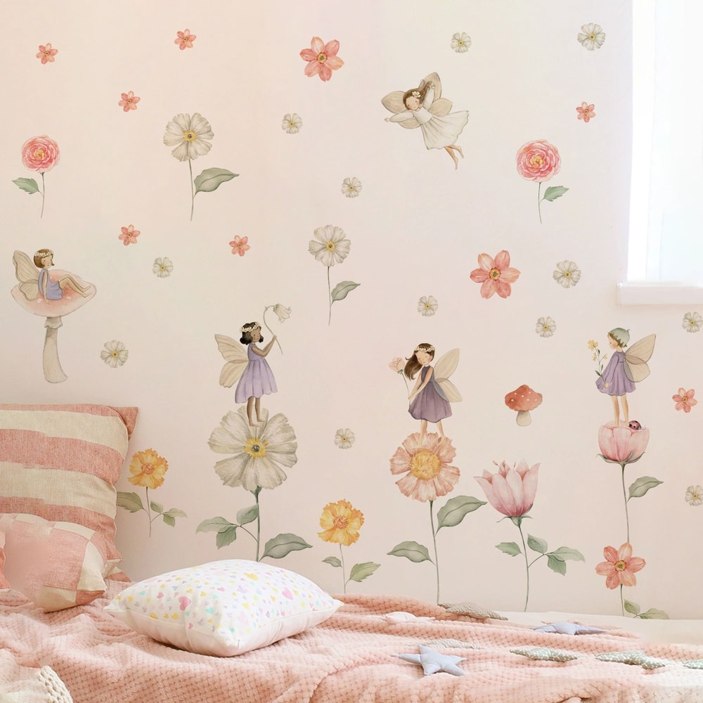 Watercolor Unicorn Fairy Bear Stickers HighDefinition Whimsical Murals For Modern Nursery Sanctuar 2