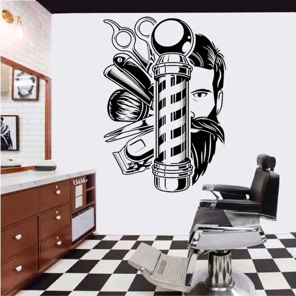 Vintage Barber Shop Decal HighDefinition Professional Grooming Wall Mural 2