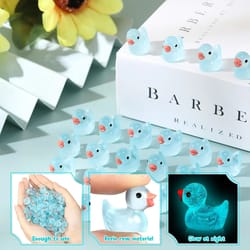 luminescent blue micro-duck collection – high-definition glow-in-the-dark landscape sculpture