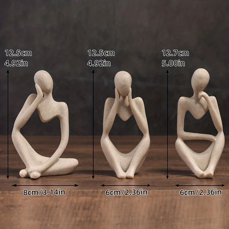 Human Contemplation Sculpture HighDefinition Minimalist Philosophical Set 1