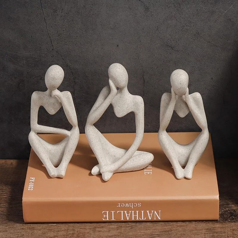 Human Contemplation Sculpture HighDefinition Minimalist Philosophical Set 2