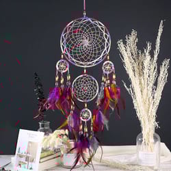 five-ring celestial dream catcher – high-definition tiered textile sculpture