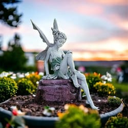 flute fairy angel sculpture – high-definition melodic botanical sculpture
