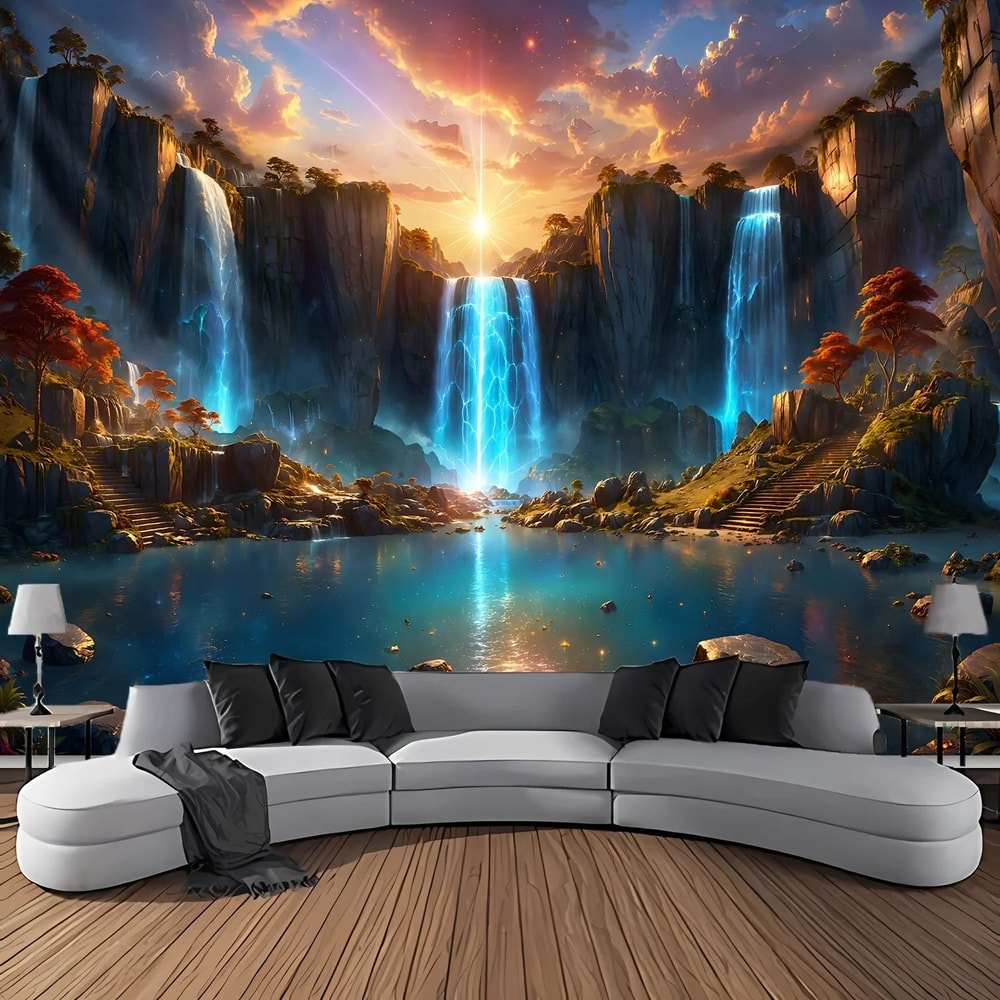 Landscape Waterfall Canyon Tapestry HighDefinition Elemental Architectural Sculpture 5