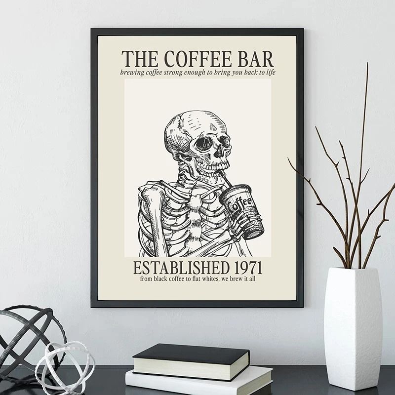 Caffeinated Narrative Canvas HighDefinition Skeleton Line Art Architectural Art 1