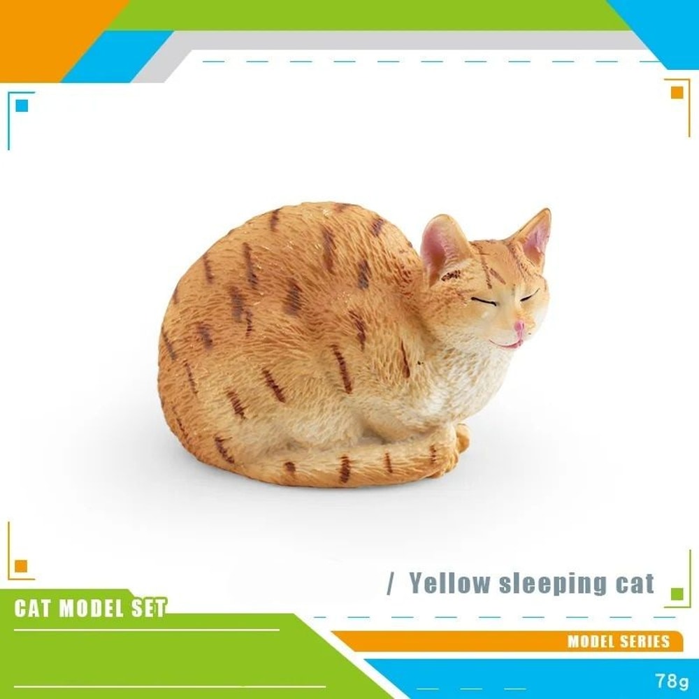 Feline Narrative Sculpture HighDefinition Lying Orange Cat Architectural Ornament 18