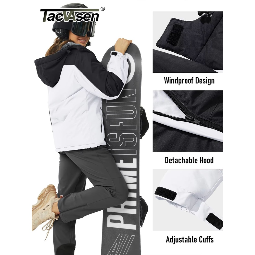 Winter Waterproof Ski Snowboard Jacket Womens Thermal Heavy Fleece Jacket Casual Work Rain Coat Win 2