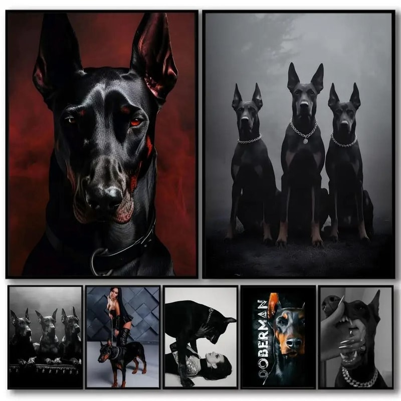 Canine Narrative Canvas HighDefinition Doberman Architectural Art 0