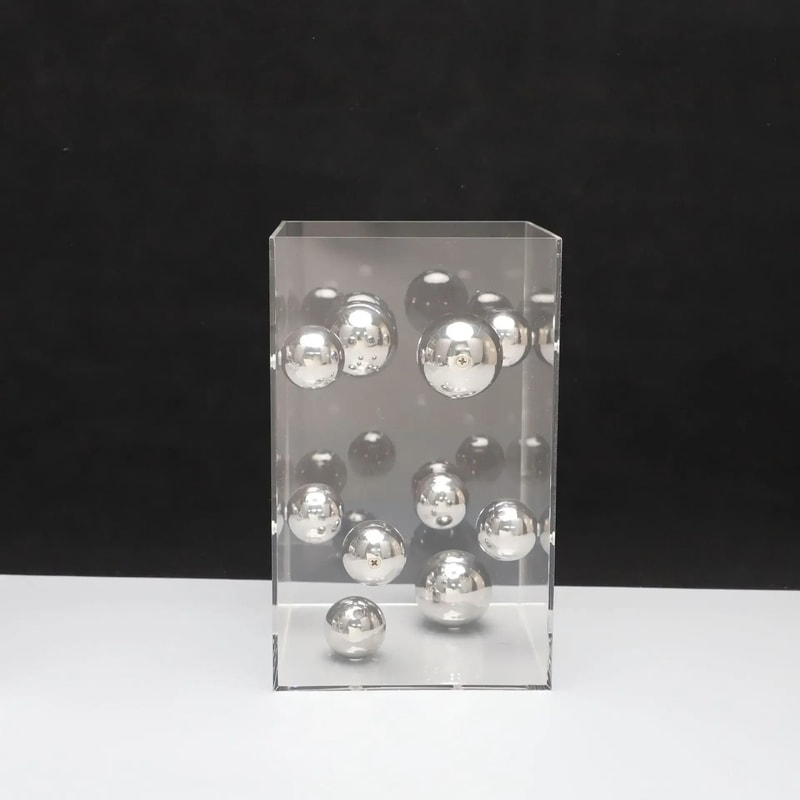 Modern Geometric Metal Ball In Acrylic Box Minimalist Luxury Tabletop Decor For Home And Office 8