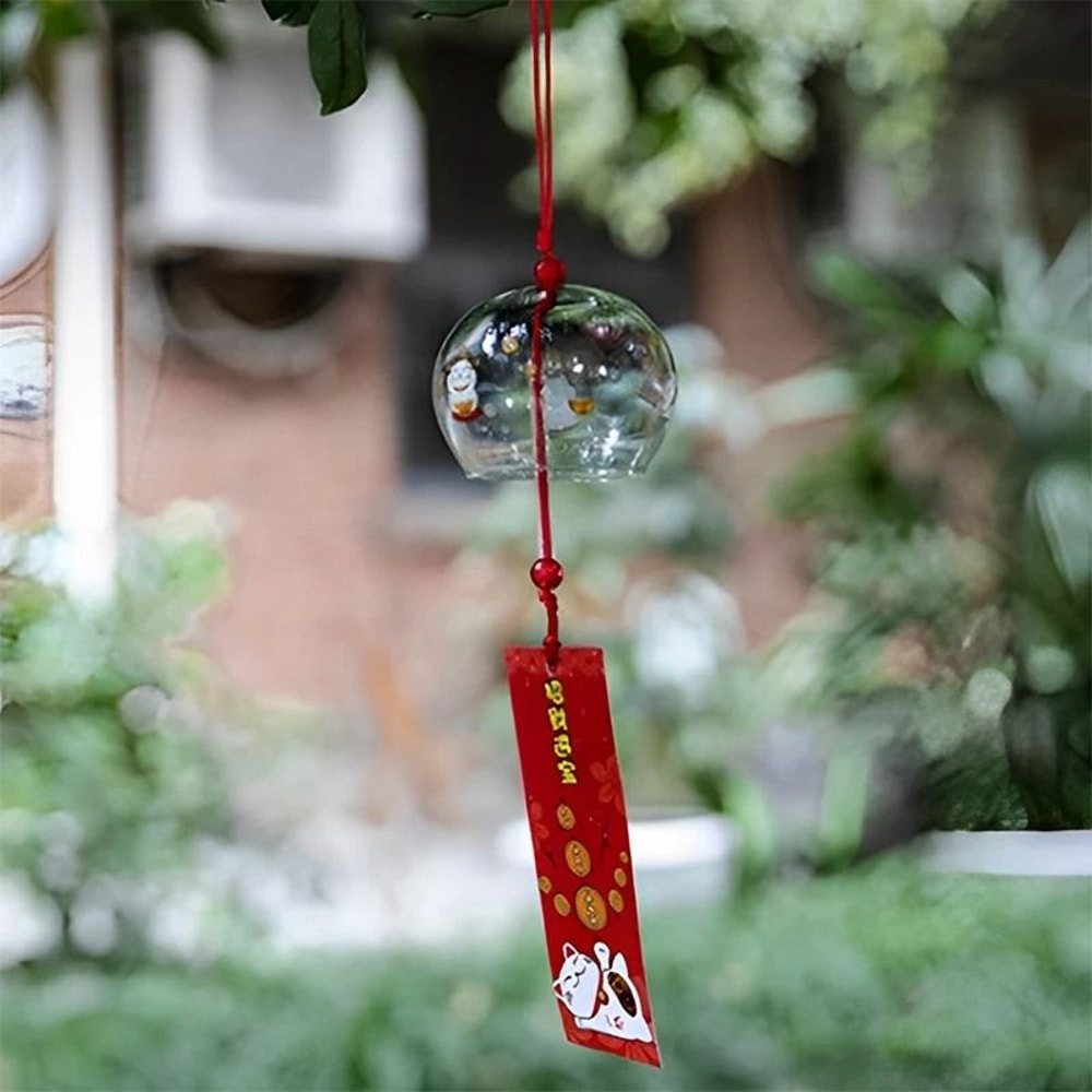 Handmade Japanese Wind Bell Floral Glass Wind Chimes For Garden Spa And Zen Home Decor 2