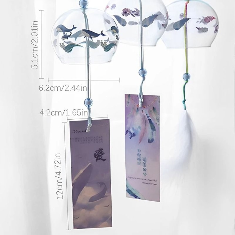 Handmade Japanese Wind Bell Floral Glass Wind Chimes For Garden Spa And Zen Home Decor 6