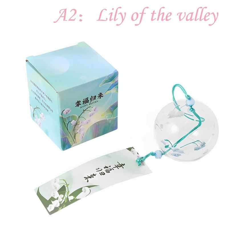 Handmade Japanese Wind Bell Floral Glass Wind Chimes For Garden Spa And Zen Home Decor 8