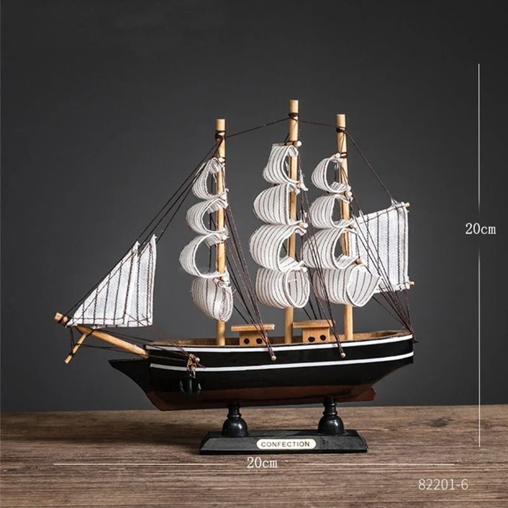 Vintage Wooden Sailboat Model Mediterranean Style Nautical Home Decor And Creative Room Ornament 10