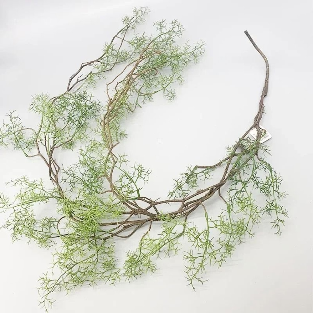 Long Artificial Asparagus Fern Hanging Vine Lush Faux Rattan Greenery For Wall And Lobby Decor 4