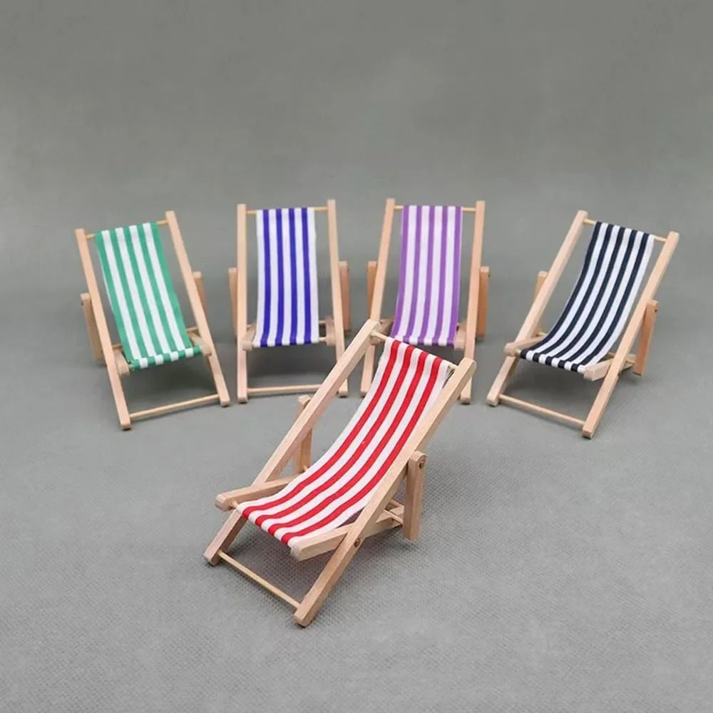 Miniature Beach Chair Folding Furniture 112 Scale Dollhouse Accessories For Creative Scene Layout 2