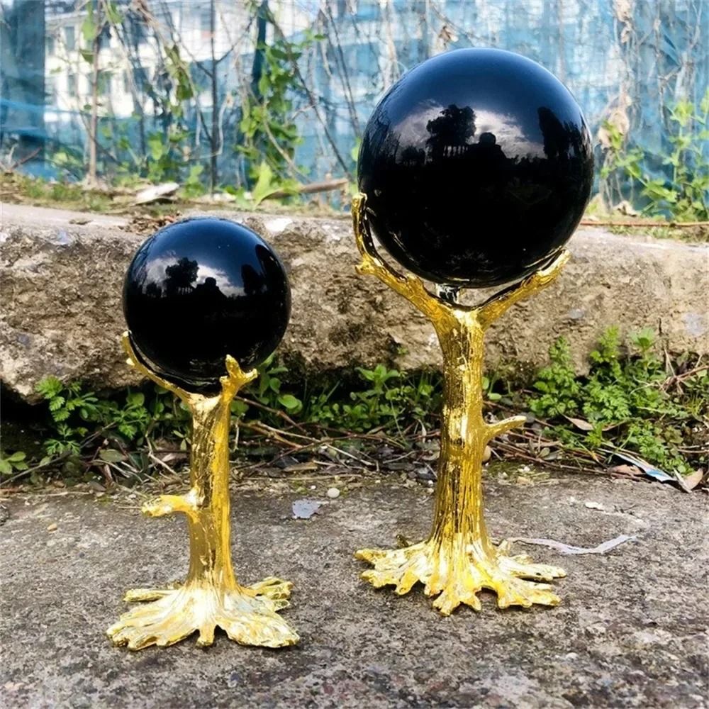 Natural Black Tourmaline Ball Luminous Rutile Quartz Sphere For Protection Reiki Healing And Home 5