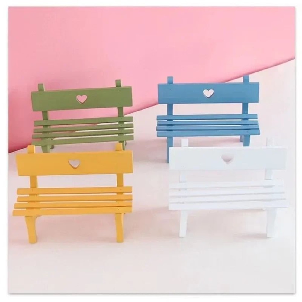 Artisanal Miniature Garden Bench Handcrafted Wood Dollhouse Furniture For Micro Landscapes And Fai 4