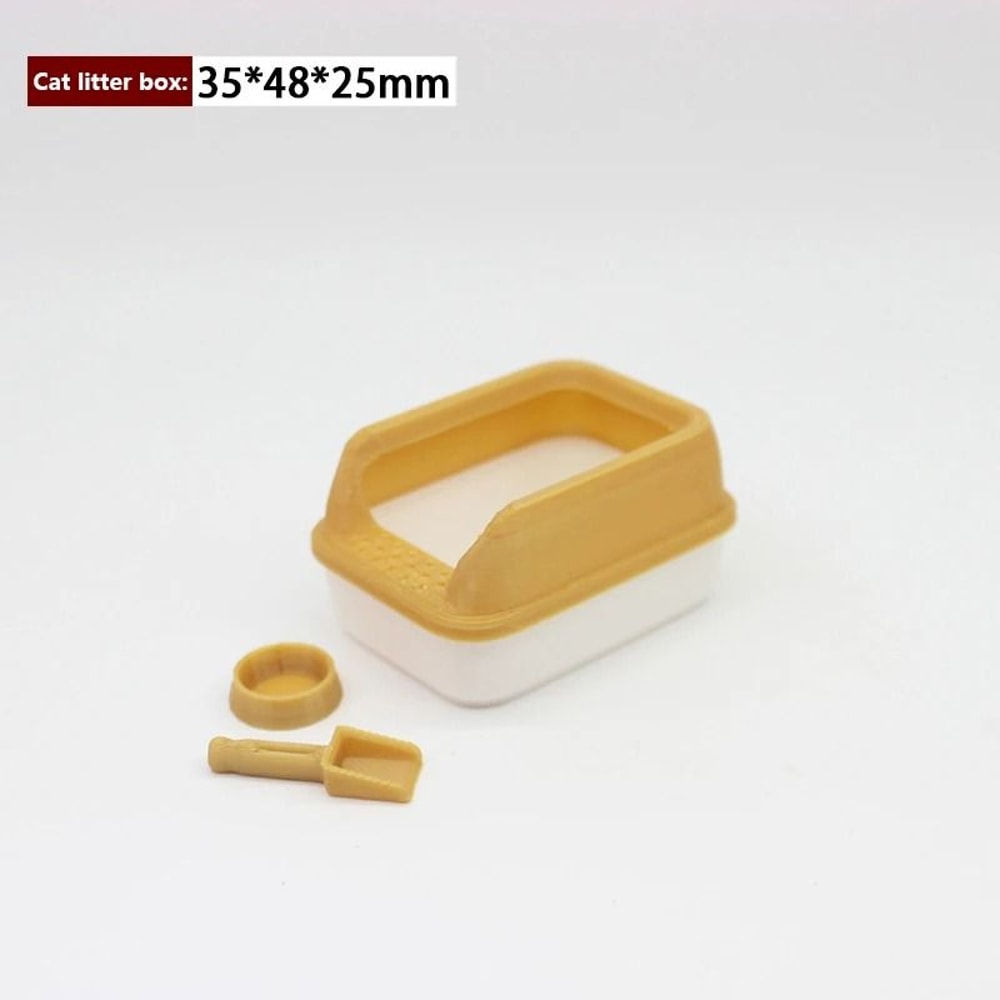 3Piece Miniature Cat Litter Box Set Tiny Dollhouse Pet Supplies With Mini Shovel For DIY Scene Dec