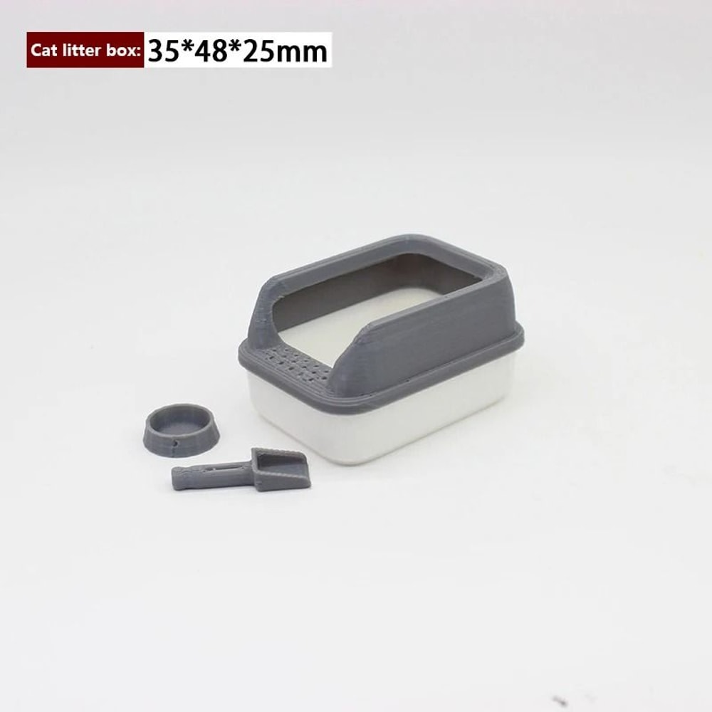 3Piece Miniature Cat Litter Box Set Tiny Dollhouse Pet Supplies With Mini Shovel For DIY Scene Dec