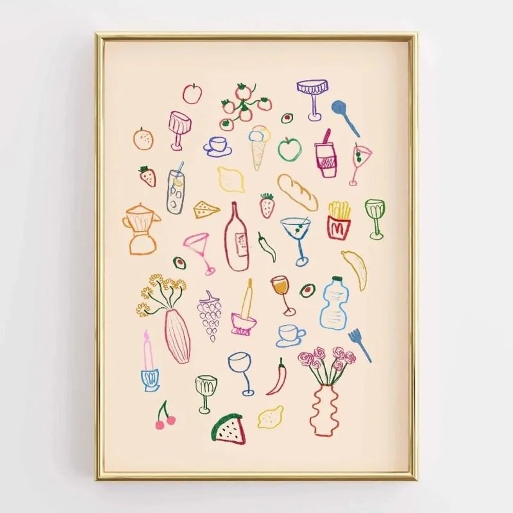 Funny Kitchen Quote Poster Retro Food Illustration Coffee Lover Wall Art Modern Canvas Painting F 18